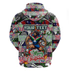 Custom New Zealand Warriors Rugby Merry Christmas Hoodie Indigenous Australian Art
