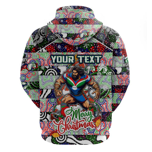 Custom New Zealand Warriors Rugby Merry Christmas Hoodie Indigenous Australian Art