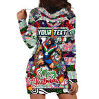 Custom New Zealand Warriors Rugby Merry Christmas Hoodie Dress Indigenous Australian Art