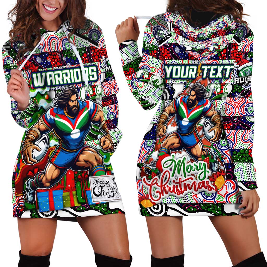 Custom New Zealand Warriors Rugby Merry Christmas Hoodie Dress Indigenous Australian Art