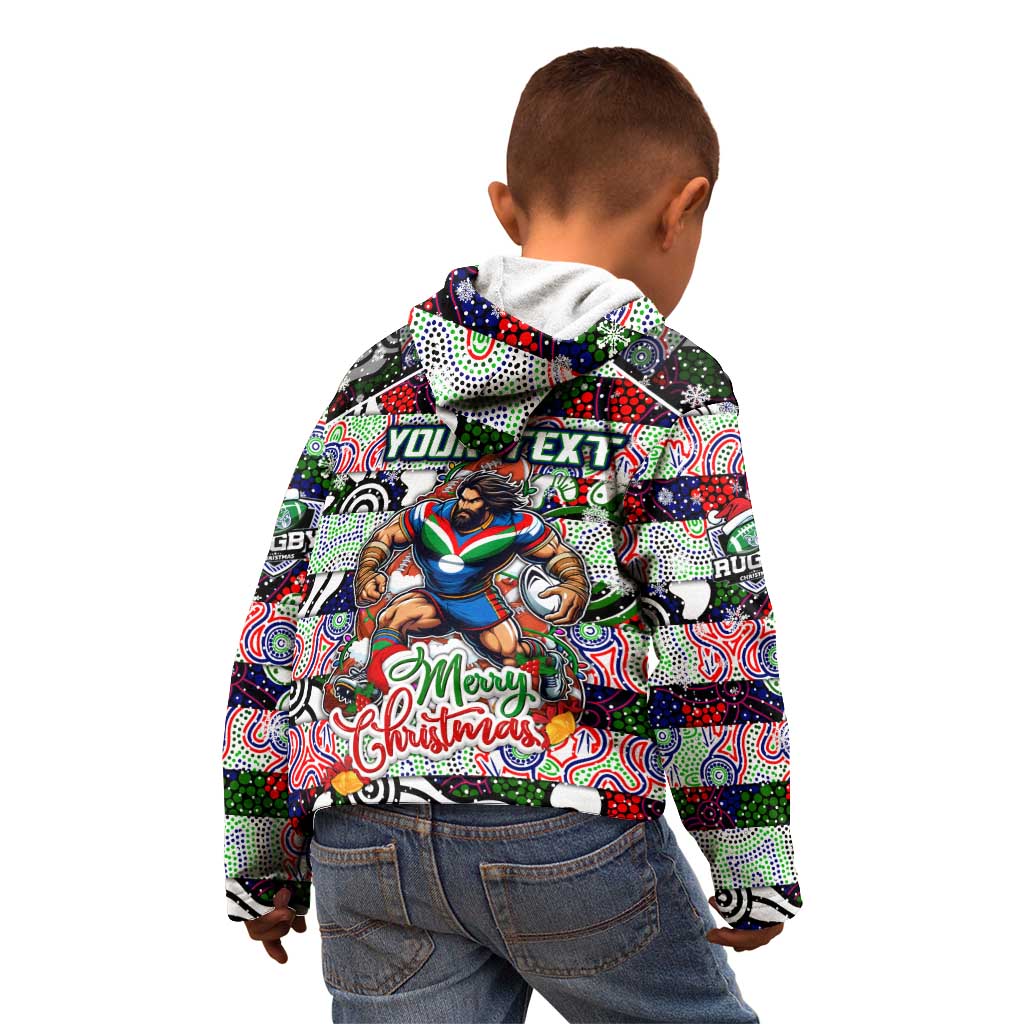 Custom New Zealand Warriors Rugby Merry Christmas Kid Hoodie Indigenous Australian Art
