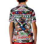 Custom New Zealand Warriors Rugby Merry Christmas Kid Polo Shirt Indigenous Australian Art