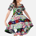 Custom New Zealand Warriors Rugby Merry Christmas Kid Short Sleeve Dress Indigenous Australian Art