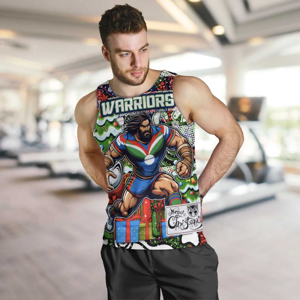 Custom New Zealand Warriors Rugby Merry Christmas Men Tank Top Indigenous Australian Art