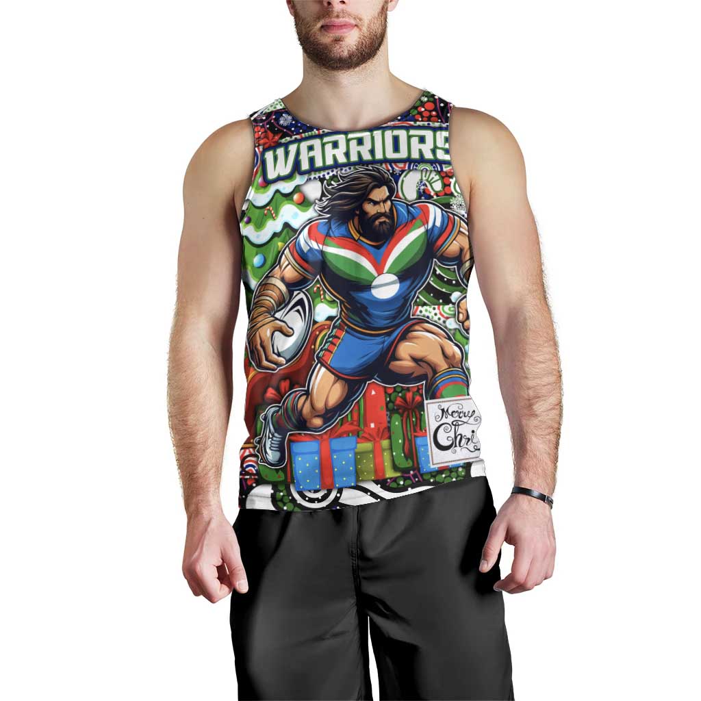 Custom New Zealand Warriors Rugby Merry Christmas Men Tank Top Indigenous Australian Art