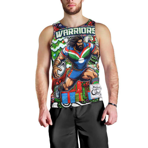 Custom New Zealand Warriors Rugby Merry Christmas Men Tank Top Indigenous Australian Art