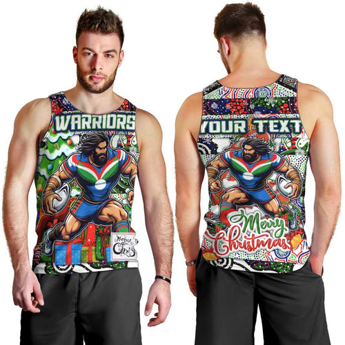 Custom New Zealand Warriors Rugby Merry Christmas Men Tank Top Indigenous Australian Art