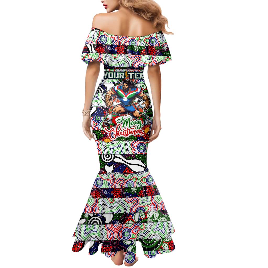 Custom New Zealand Warriors Rugby Merry Christmas Mermaid Dress Indigenous Australian Art