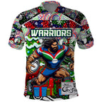 Custom New Zealand Warriors Rugby Merry Christmas Polo Shirt Indigenous Australian Art