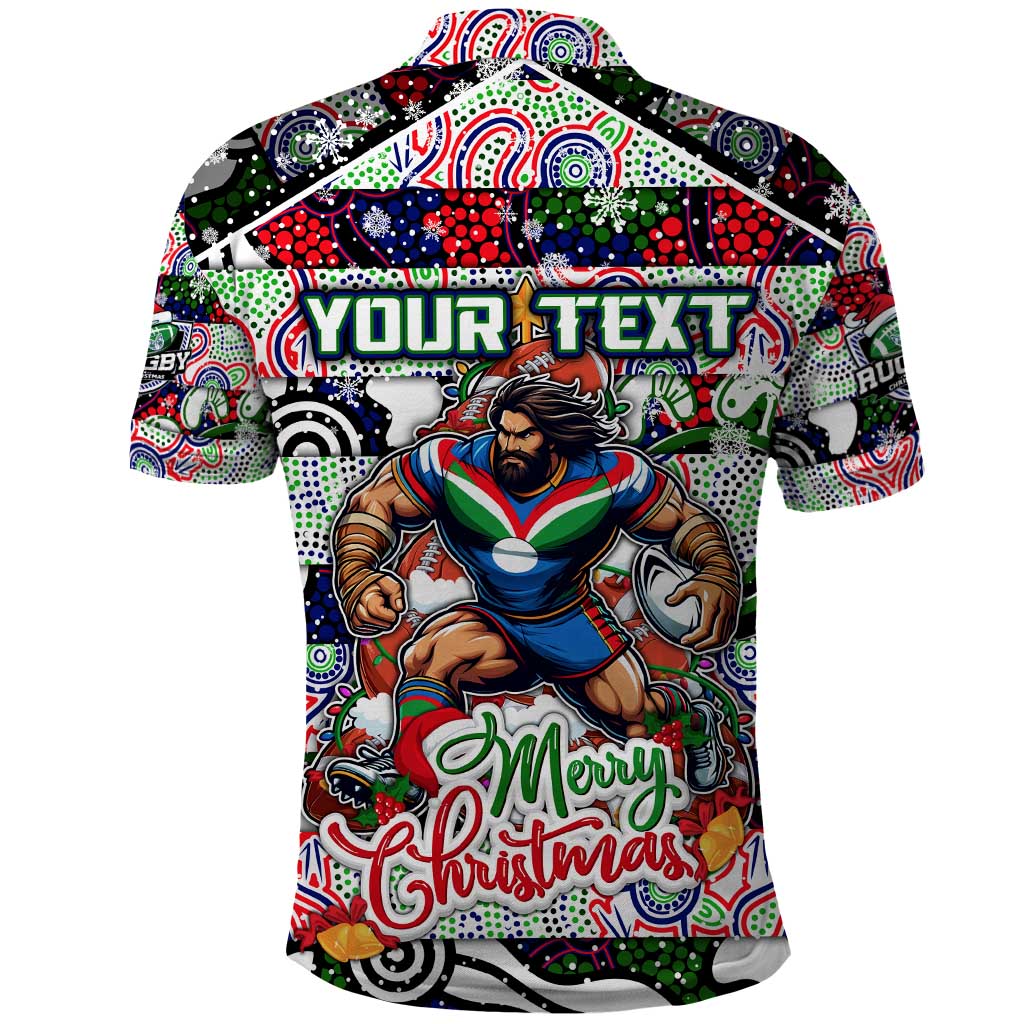 Custom New Zealand Warriors Rugby Merry Christmas Polo Shirt Indigenous Australian Art