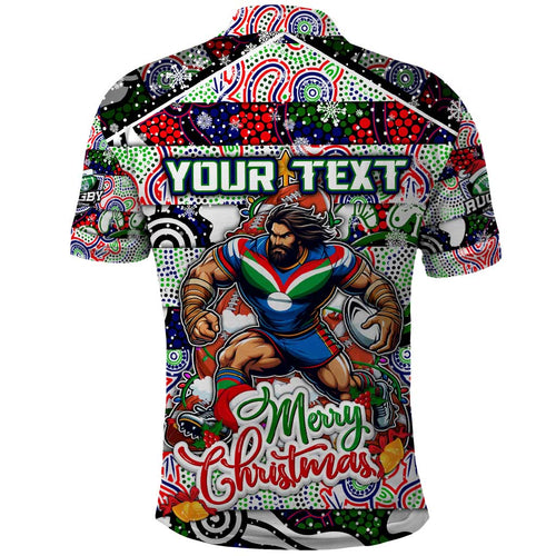 Custom New Zealand Warriors Rugby Merry Christmas Polo Shirt Indigenous Australian Art