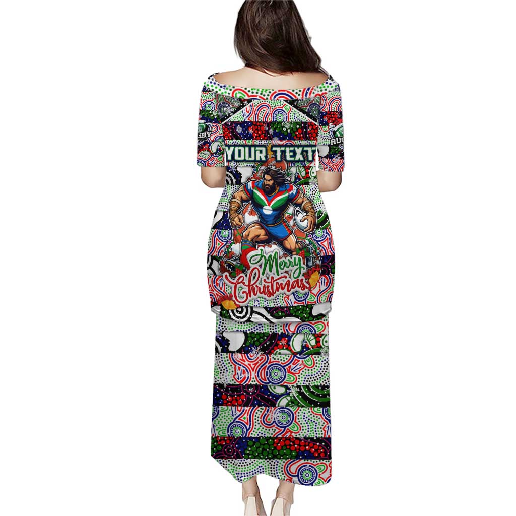 Custom New Zealand Warriors Rugby Merry Christmas Puletasi Indigenous Australian Art