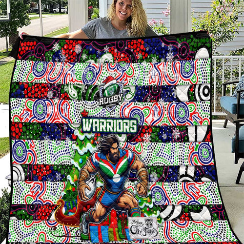 New Zealand Warriors Rugby Merry Christmas Quilt Indigenous Australian Art