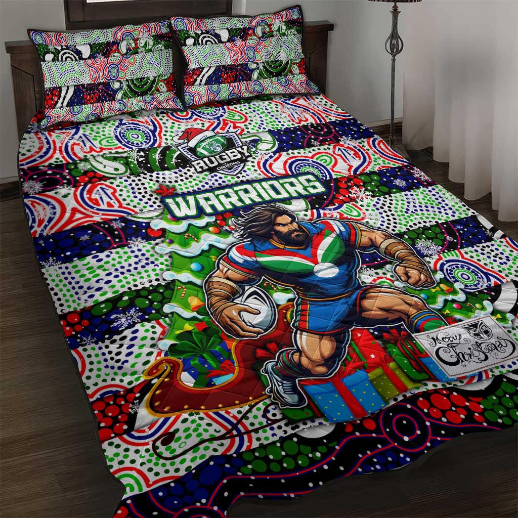New Zealand Warriors Rugby Merry Christmas Quilt Bed Set Indigenous Australian Art