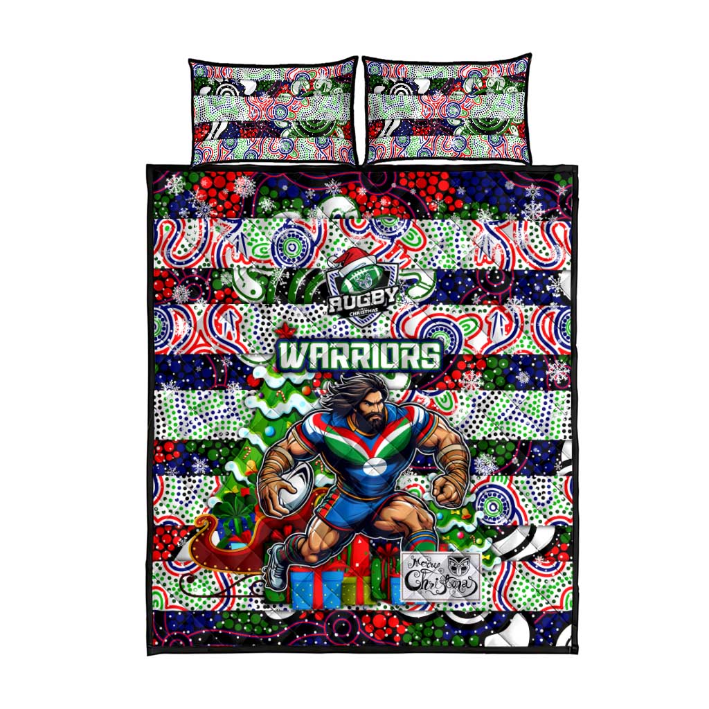 New Zealand Warriors Rugby Merry Christmas Quilt Bed Set Indigenous Australian Art