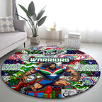 New Zealand Warriors Rugby Merry Christmas Round Carpet Indigenous Australian Art