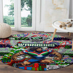 New Zealand Warriors Rugby Merry Christmas Round Carpet Indigenous Australian Art