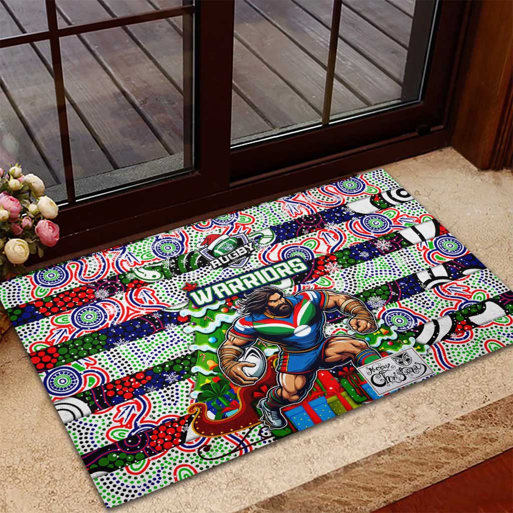 New Zealand Warriors Rugby Merry Christmas Rubber Doormat Indigenous Australian Art