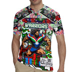 Custom New Zealand Warriors Rugby Merry Christmas Rugby Jersey Indigenous Australian Art
