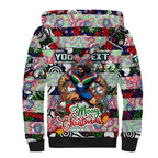 Custom New Zealand Warriors Rugby Merry Christmas Sherpa Hoodie Indigenous Australian Art
