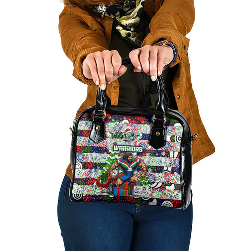 New Zealand Warriors Rugby Merry Christmas Shoulder Handbag Indigenous Australian Art