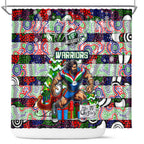 New Zealand Warriors Rugby Merry Christmas Shower Curtain Indigenous Australian Art