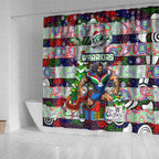 New Zealand Warriors Rugby Merry Christmas Shower Curtain Indigenous Australian Art