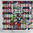 New Zealand Warriors Rugby Merry Christmas Shower Curtain Indigenous Australian Art