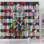 New Zealand Warriors Rugby Merry Christmas Shower Curtain Indigenous Australian Art