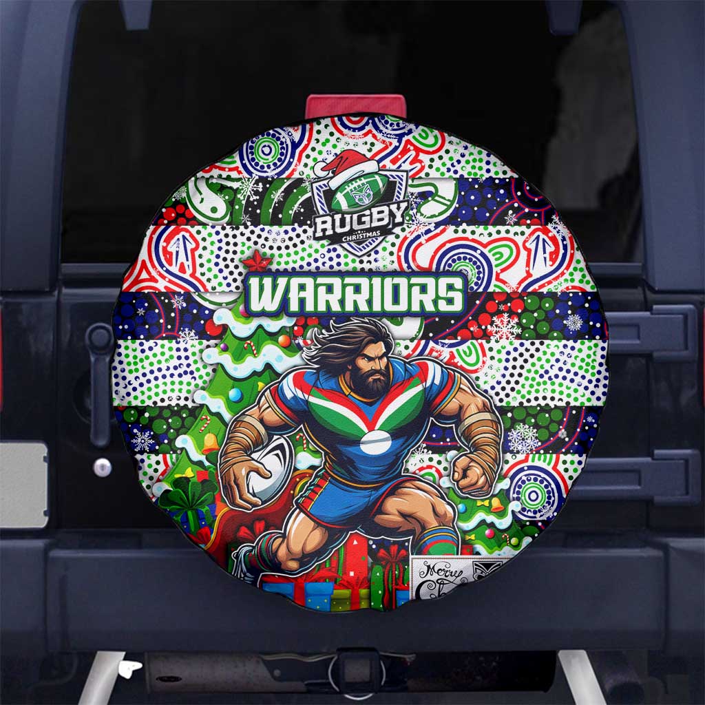 New Zealand Warriors Rugby Merry Christmas Spare Tire Cover Indigenous Australian Art