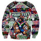 Custom New Zealand Warriors Rugby Merry Christmas Sweatshirt Indigenous Australian Art