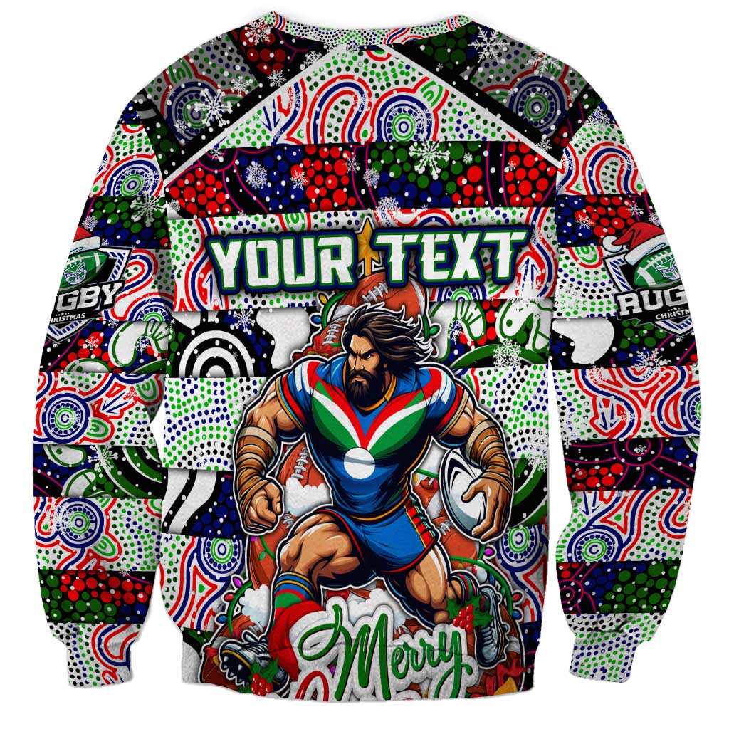 Custom New Zealand Warriors Rugby Merry Christmas Sweatshirt Indigenous Australian Art