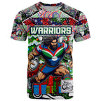 Custom New Zealand Warriors Rugby Merry Christmas T Shirt Indigenous Australian Art