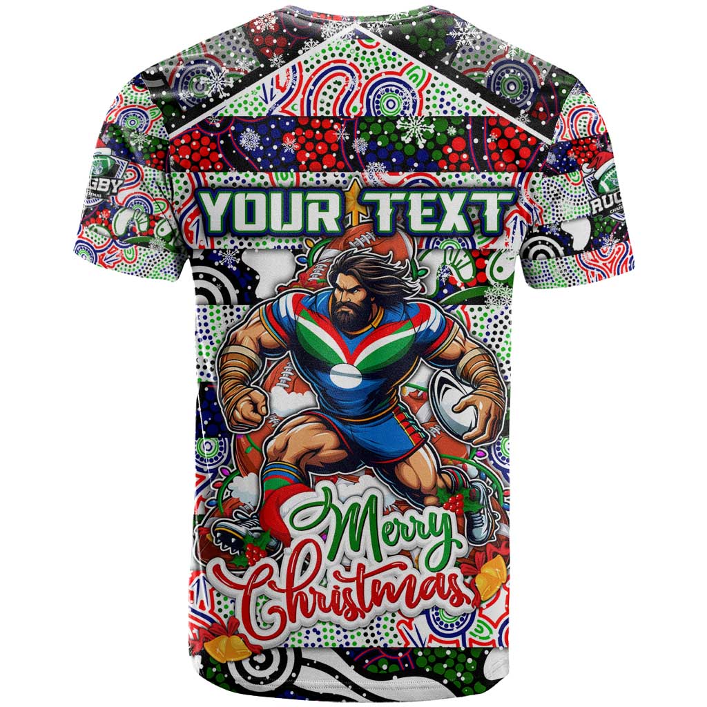 Custom New Zealand Warriors Rugby Merry Christmas T Shirt Indigenous Australian Art