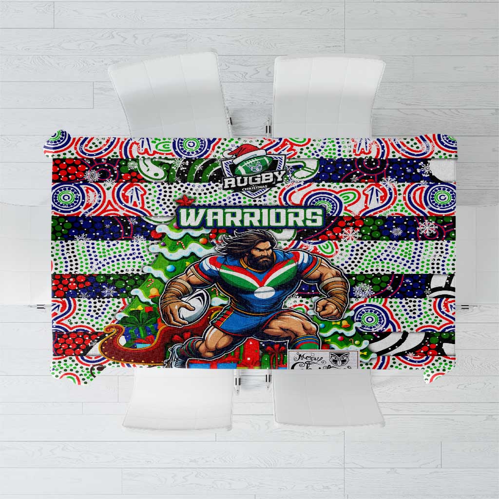 New Zealand Warriors Rugby Merry Christmas Tablecloth Indigenous Australian Art