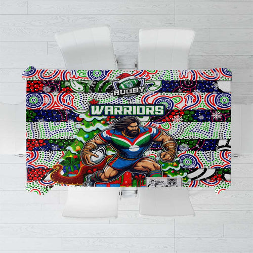 New Zealand Warriors Rugby Merry Christmas Tablecloth Indigenous Australian Art