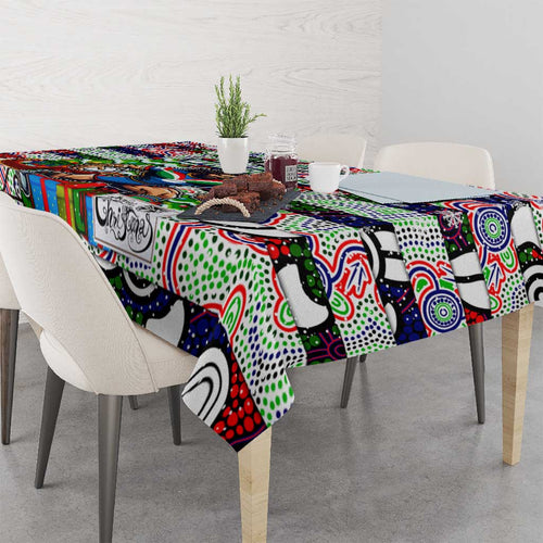 New Zealand Warriors Rugby Merry Christmas Tablecloth Indigenous Australian Art
