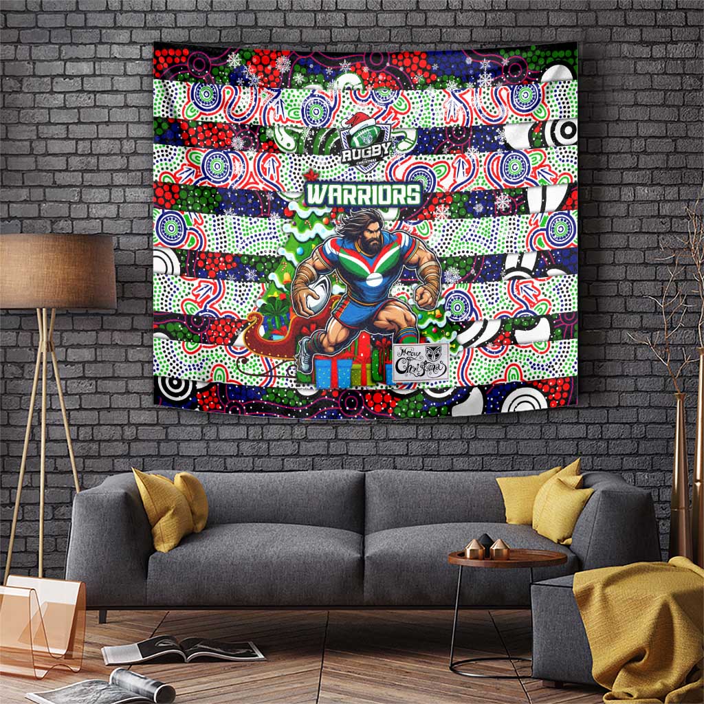 New Zealand Warriors Rugby Merry Christmas Tapestry Indigenous Australian Art