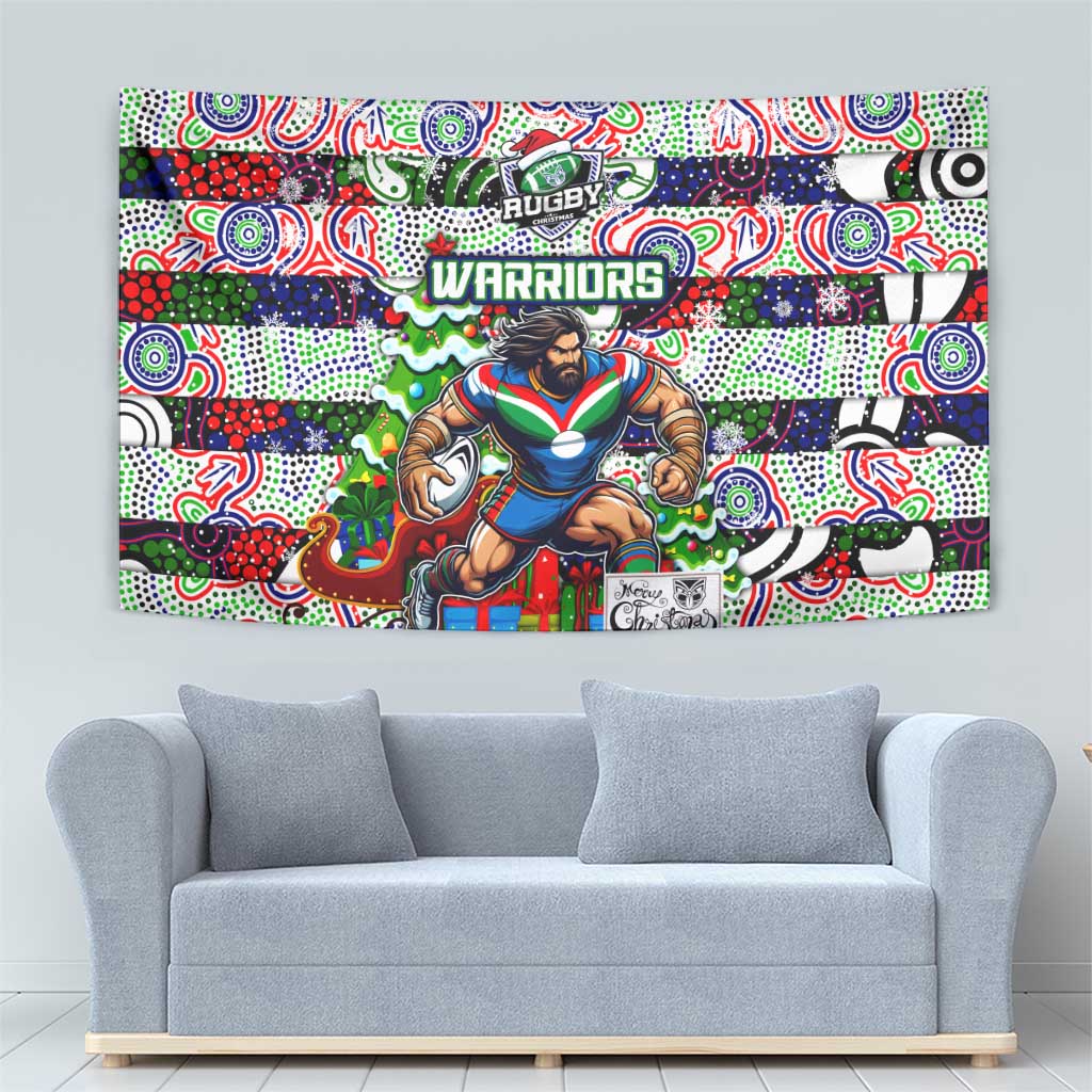 New Zealand Warriors Rugby Merry Christmas Tapestry Indigenous Australian Art