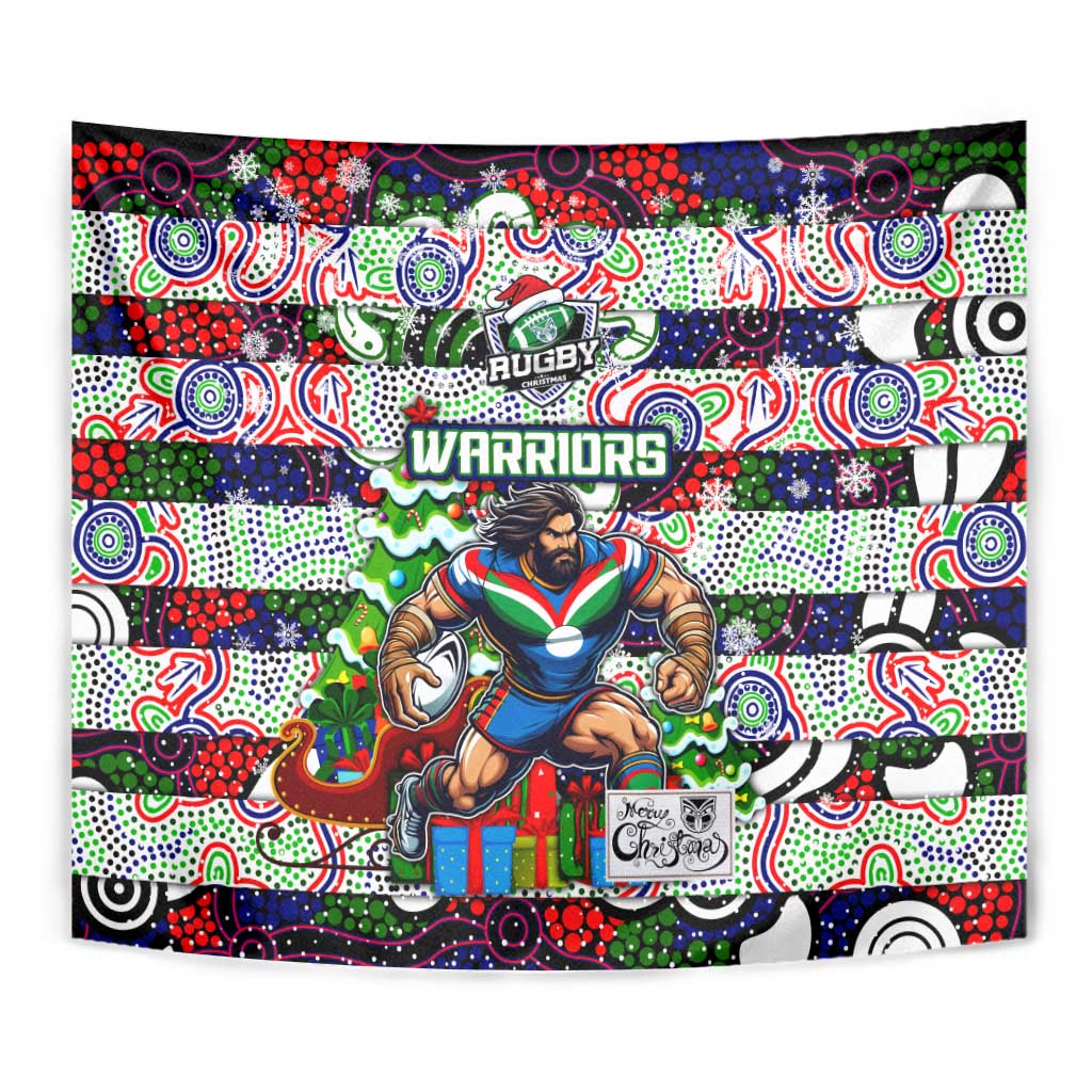 New Zealand Warriors Rugby Merry Christmas Tapestry Indigenous Australian Art