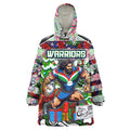 Custom New Zealand Warriors Rugby Merry Christmas Wearable Blanket Hoodie Indigenous Australian Art