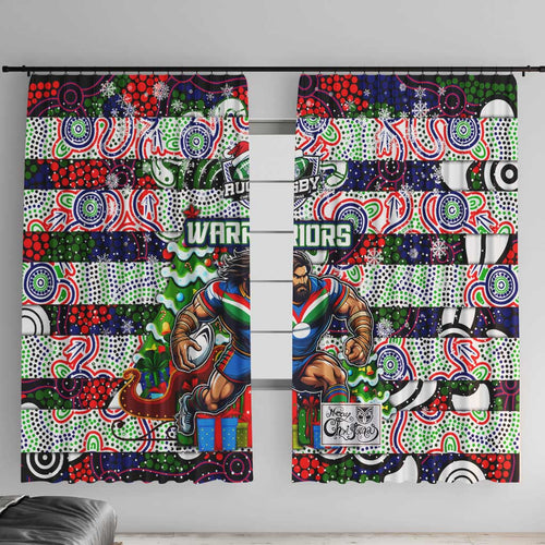 New Zealand Warriors Rugby Merry Christmas Window Curtain Indigenous Australian Art