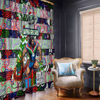 New Zealand Warriors Rugby Merry Christmas Window Curtain Indigenous Australian Art