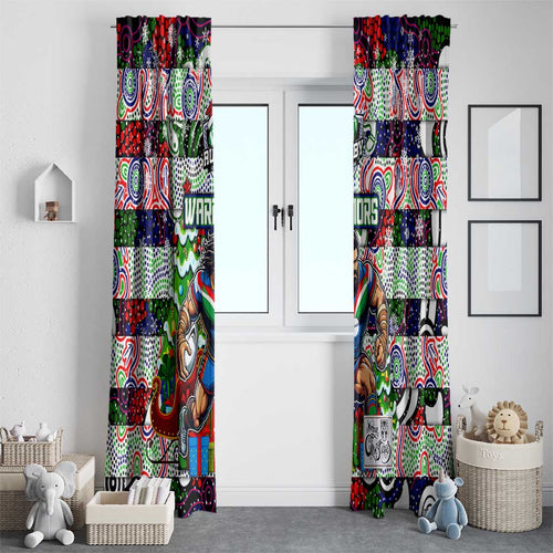 New Zealand Warriors Rugby Merry Christmas Window Curtain Indigenous Australian Art