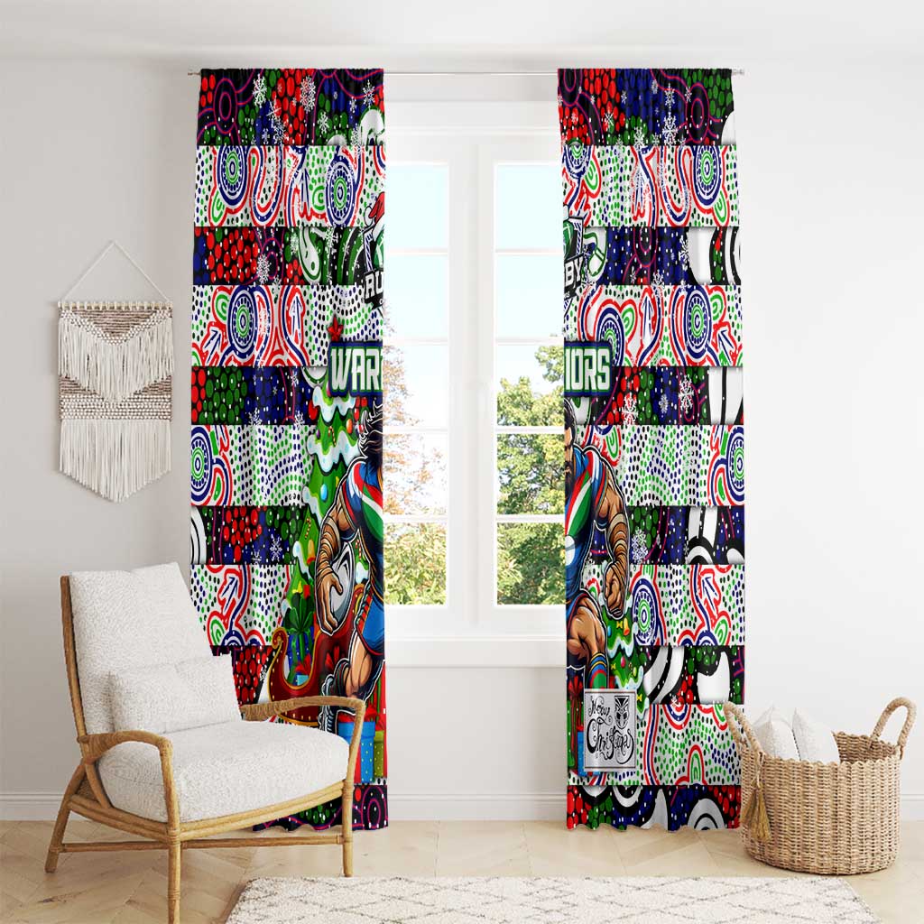 New Zealand Warriors Rugby Merry Christmas Window Curtain Indigenous Australian Art