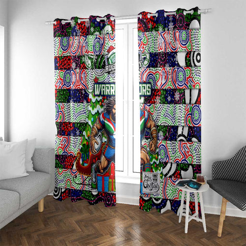 New Zealand Warriors Rugby Merry Christmas Window Curtain Indigenous Australian Art