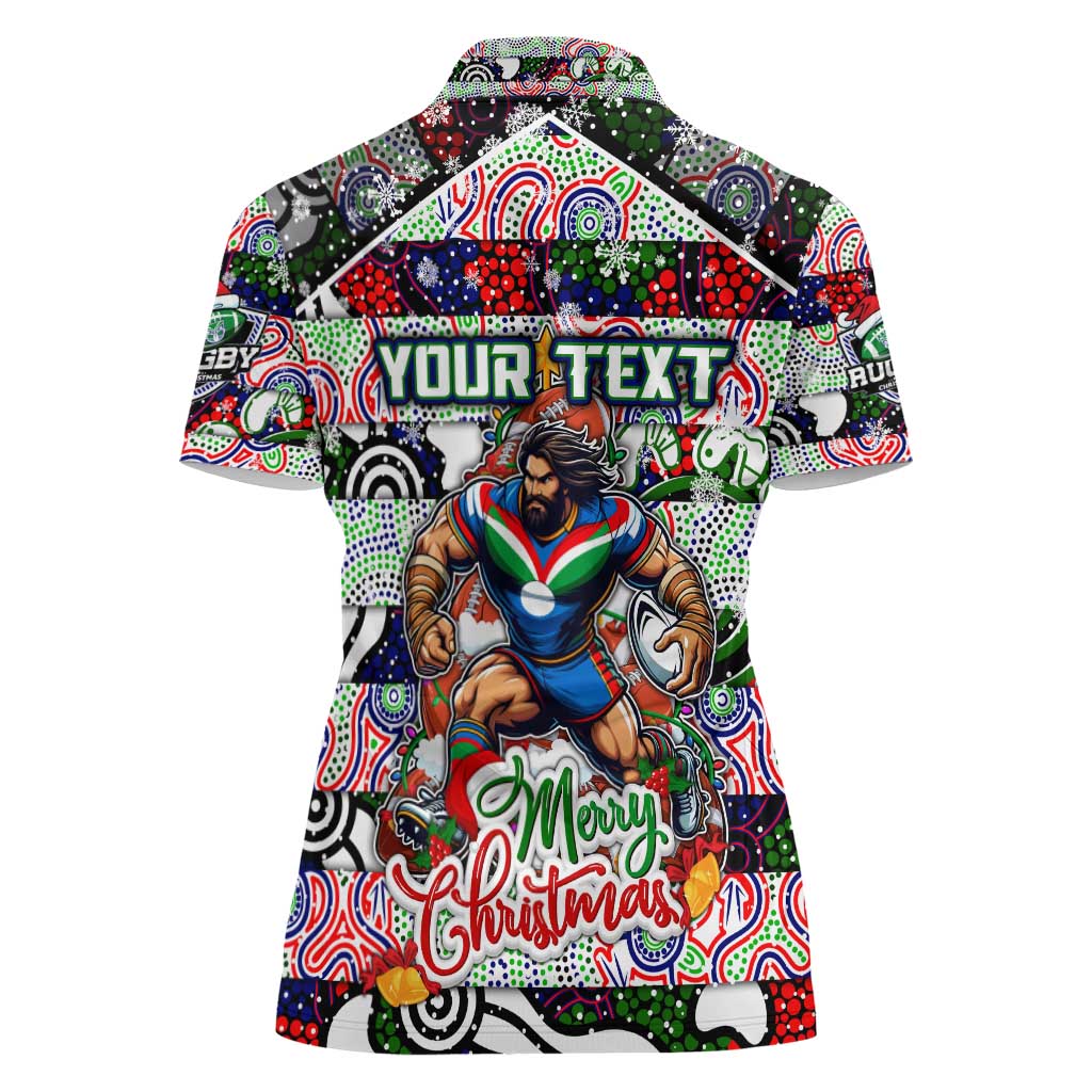 Custom New Zealand Warriors Rugby Merry Christmas Women Polo Shirt Indigenous Australian Art