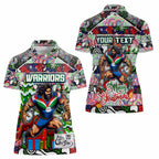 Custom New Zealand Warriors Rugby Merry Christmas Women Polo Shirt Indigenous Australian Art