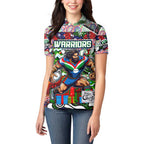 Custom New Zealand Warriors Rugby Merry Christmas Women Polo Shirt Indigenous Australian Art