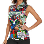 Custom New Zealand Warriors Rugby Merry Christmas Women Sleeveless Polo Shirt Indigenous Australian Art